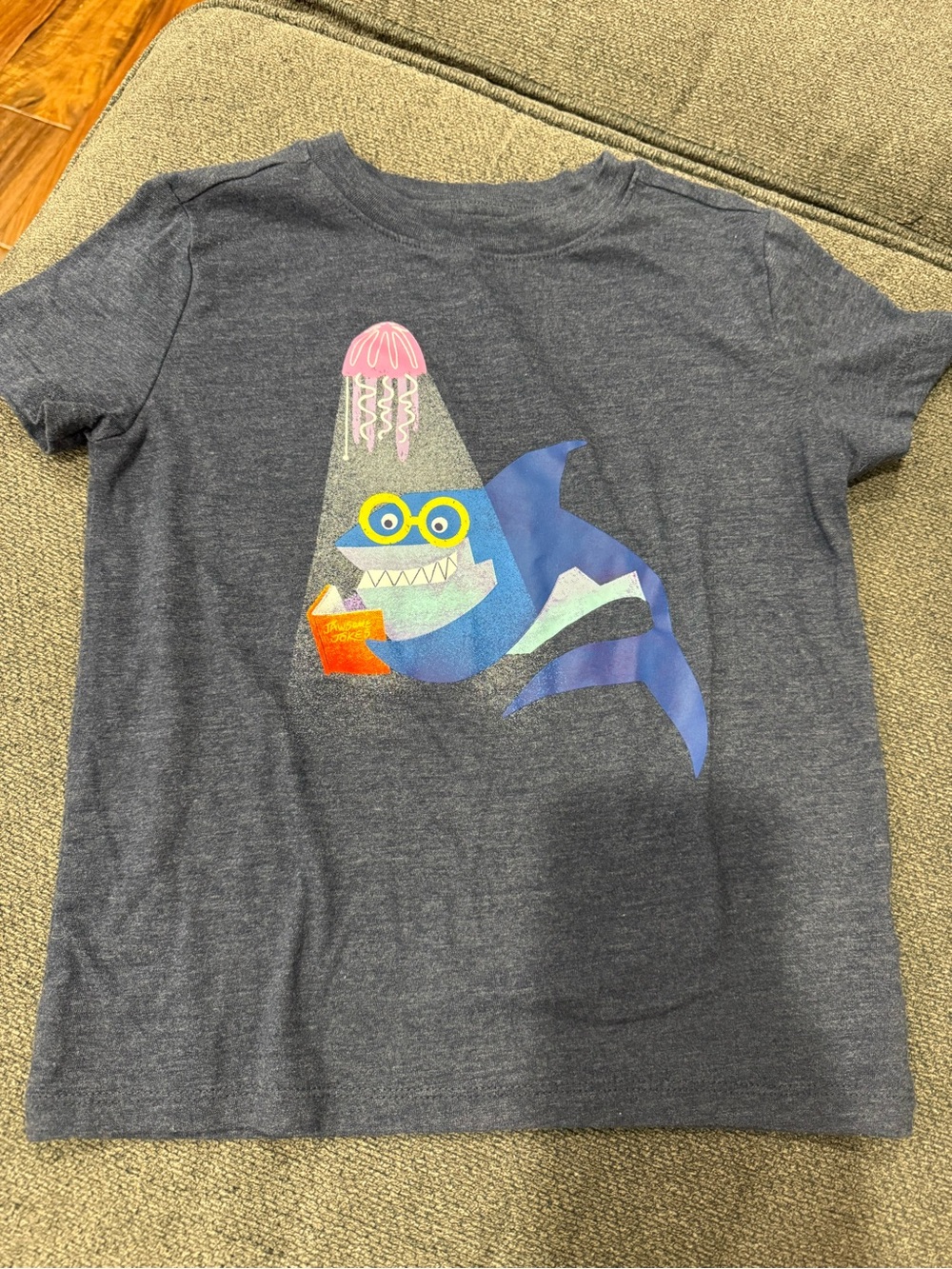 Cat & Jack Heather Navy Shark Graphic Tee with Bright Accents
